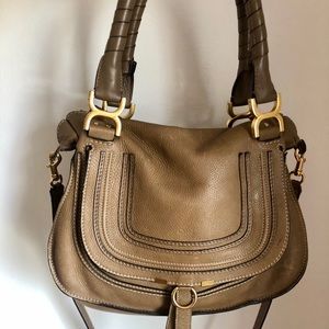 100% Auth Chloe Medium Marcie Satchel Bag Nut Rare